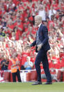 <p>Arsenal’s French manager Arsene Wenger walks on the pitch before the English Premier League soccer match between Arsenal and Burnley at the Emirates Stadium in London, Sunday, May 6, 2018. The match is Arsenal manager Arsene Wenger’s last home game in charge after announcing in April he will stand down as Arsenal coach at the end of the season after nearly 22 years at the helm. (AP Photo/Matt Dunham) </p>