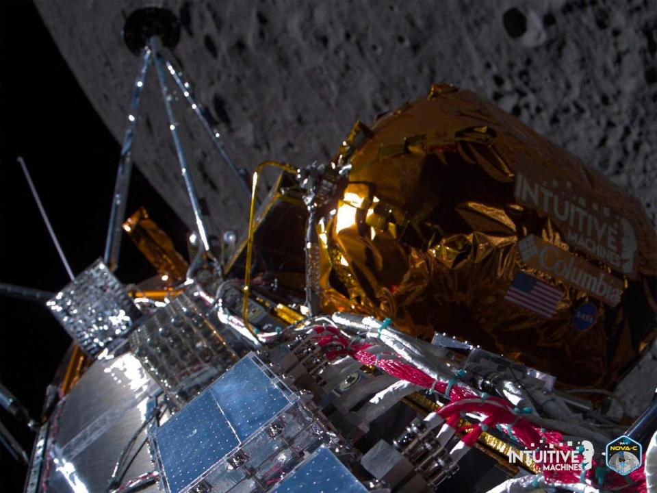 PHOTO: In this photo courtesy of Intuitive Machines, Odysseus passes over the near side of the Moon following lunar orbit during the IM-1 mission, Feb. 21, 2024.  (Intuitive Machines/AFP via Getty Images)