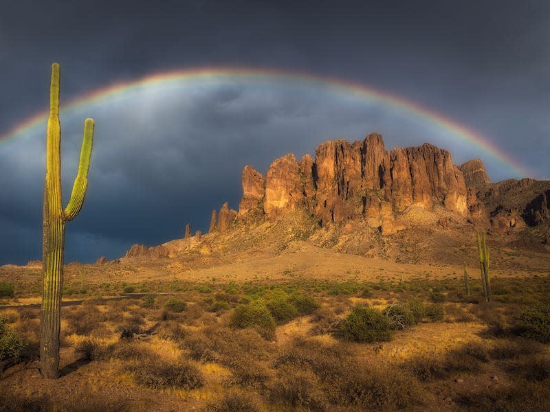 A rainbow over Lost Dutchman State Park