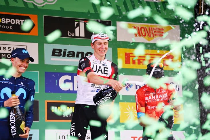 <span class="article__caption">Pogacar ended his ‘almost perfect’ season with a win Saturday at Il Lombardia.</span> (Photo: Tim de Waele/Getty Images)