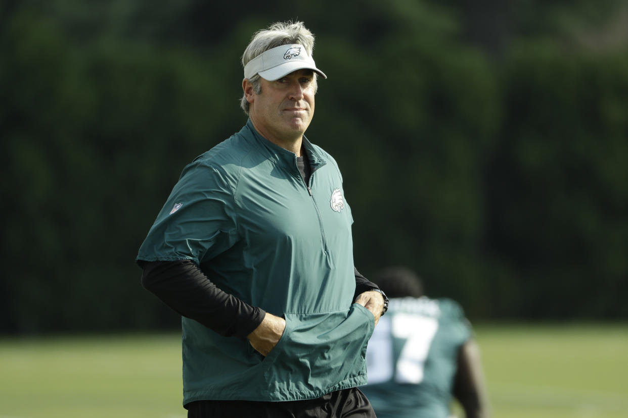 Philadelphia Eagles head coach Doug Pederson took a shot at Jaguars coach Doug Marrone in his new book. (AP)