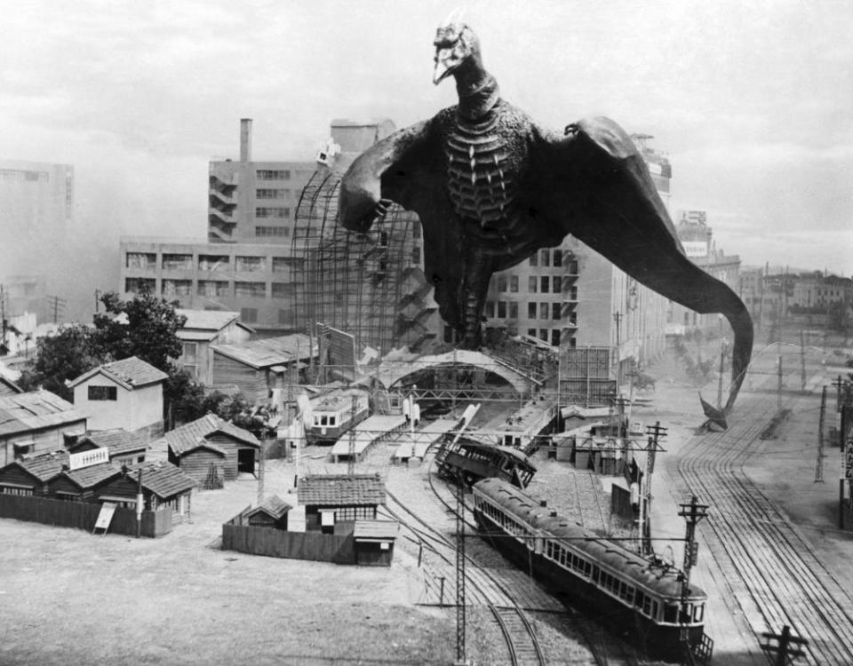 Rodan goes into action, in 1956.