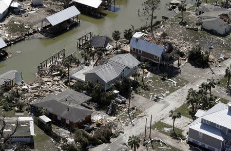 Homes destroyed after Hurricane Michael smashed into Florida's northwest coast in Mexico Beach, October 11, 2018. Chris O'Meara/Pool via REUTERS