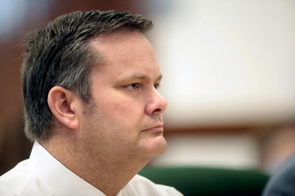 Chad Daybell sits during a court hearing in St. Anthony, Idaho, in 2020 (Post Register)