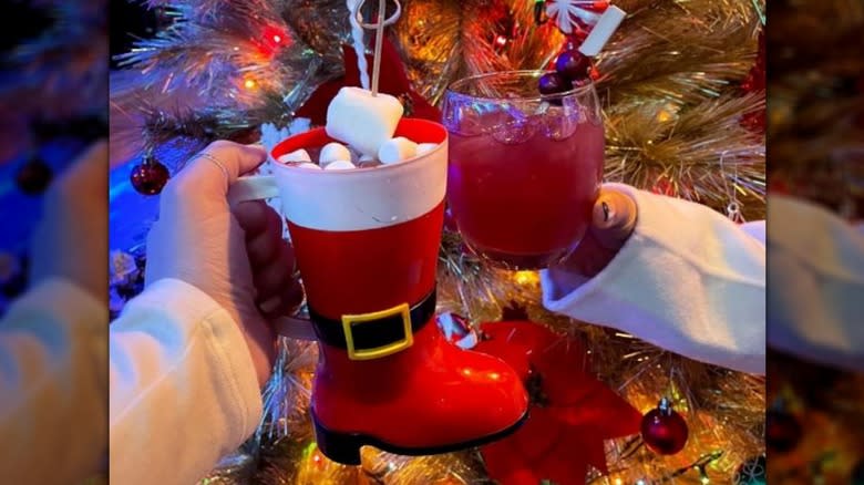 toasting with holiday drinks