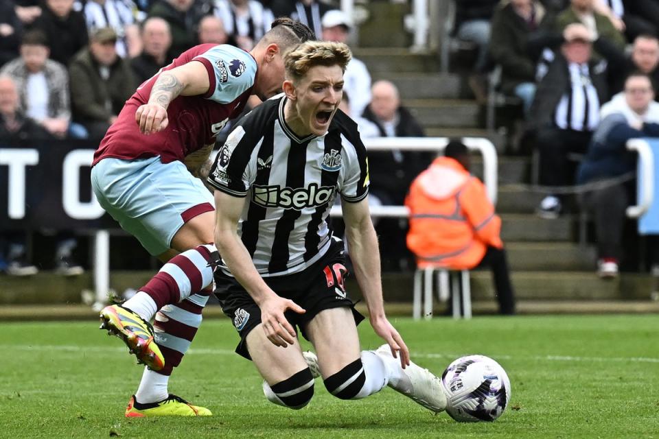 Barnes fouled Anthony Gordon before Newcastle’s comeback (AFP via Getty Images)