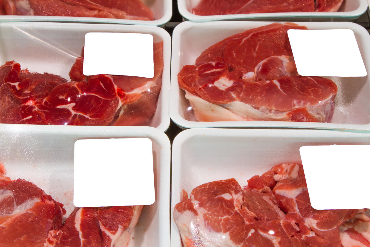 Meat slices in boxes
