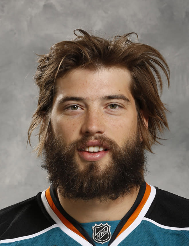 San Jose Sharks: Brent Burns goes caveman in his NHL headshot photo.