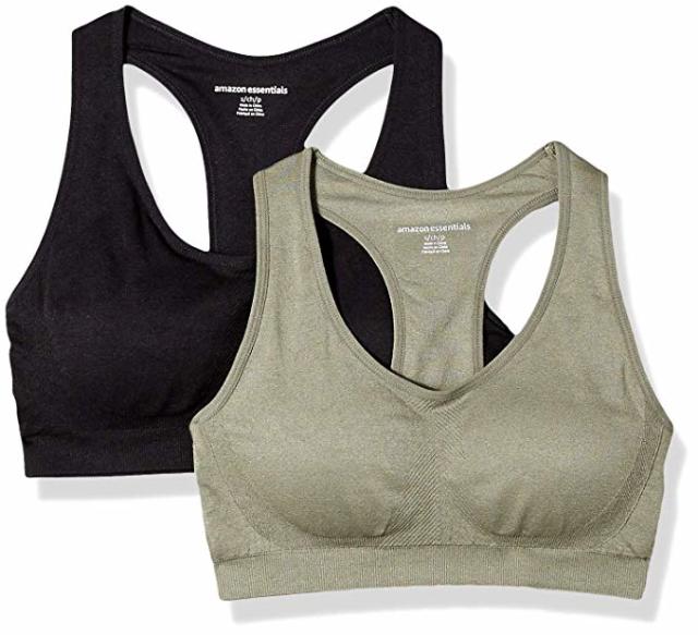 Sports Bra Essentials Women's Light-Support Seamless Sports Bras Pack of 2  (L)