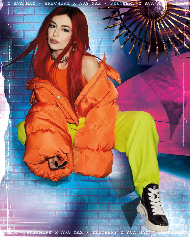 Skechers Uno HI Ava Max chunky sneakers in off white patent