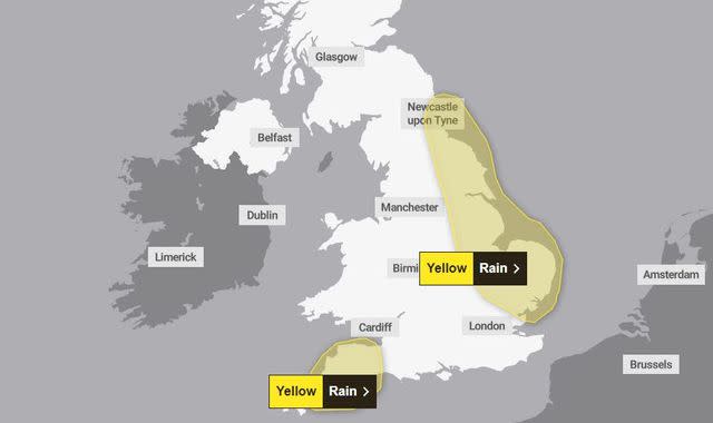 UK weather Met Office issues fresh yellow warnings for southwest