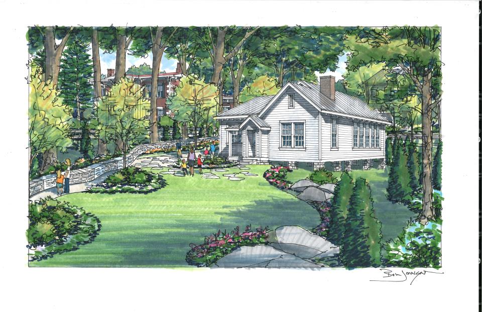 Rendering of look and location of the historic Lee-Bucker Rosenwald School at the Franklin Grove Estate and Gardens.