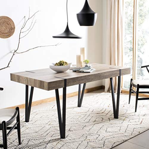 27) Alyssa Rustic Industrial Brown and Black Dining Table