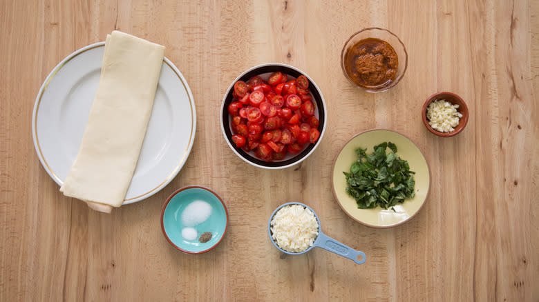 tomato pastry ingredients on table 