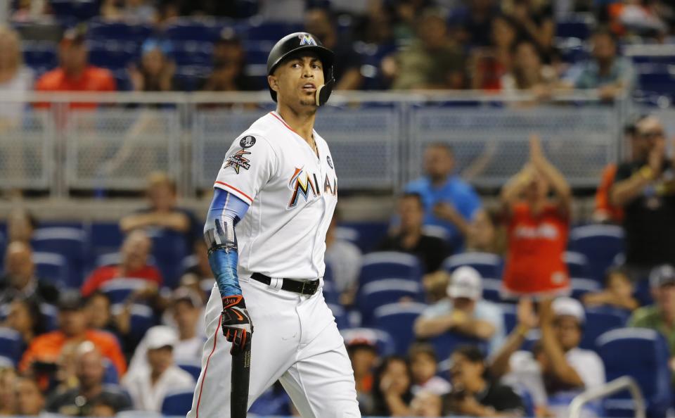No, Giancarlo Stanton isn’t to blame for the slow MLB offseason. (Getty Images)