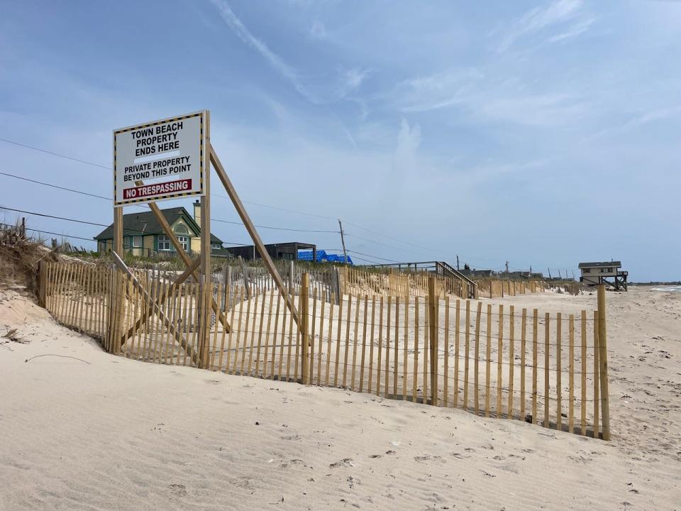 This no-trespassing sign at the eastern end of Charlestown Town Beach has been removed.  [Provided by Scott Keeley]