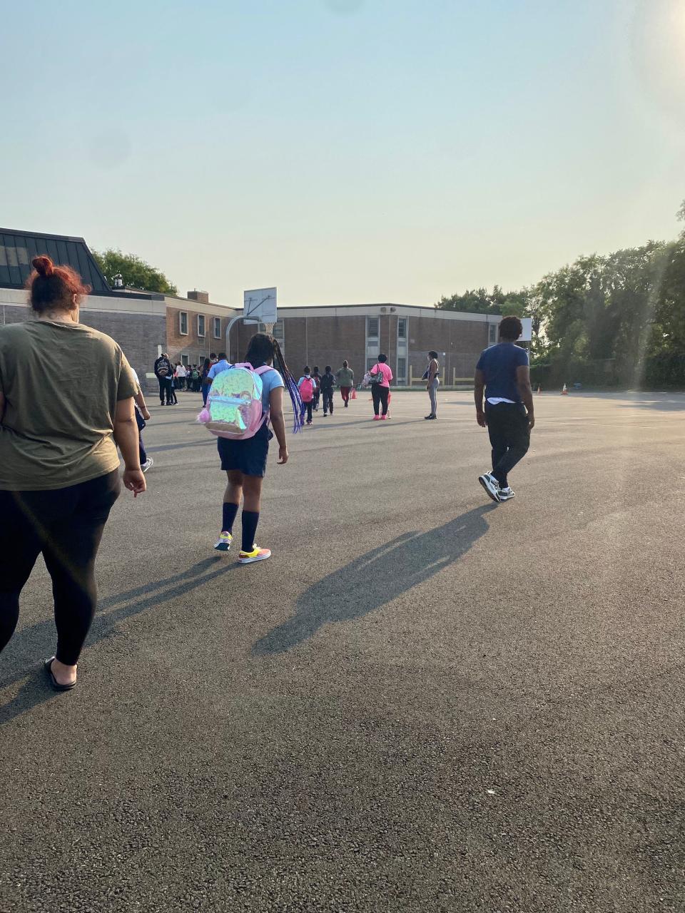 Students head to class at Mary McLeod Bethune School in North Philadelphia.