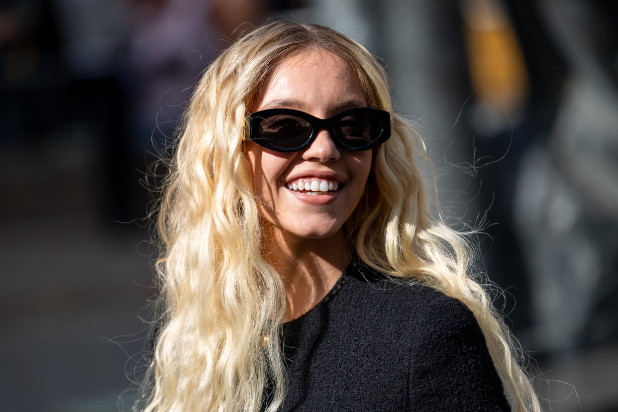 PARIS, FRANCE - OCTOBER 03: Sydney Sweeney attends the Miu Miu Womenswear Spring/Summer 2024 show as part of Paris Fashion Week  on October 03, 2023 in Paris, France. (Photo by Marc Piasecki/WireImage)