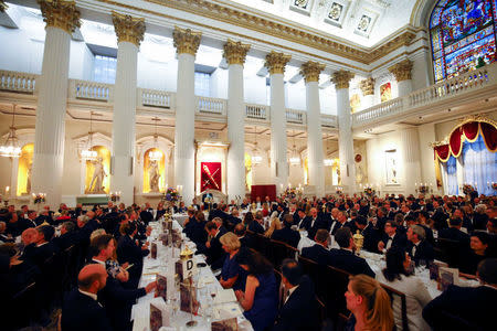 Britain's Chancellor of the Exchequer Philip Hammond delivers a speech at the Annual Mansion House dinner in London, Britain, June 21 2018. REUTERS/Henry Nicholls