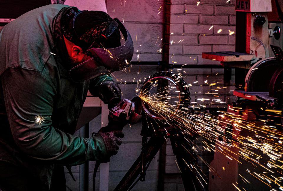 A student works on a welding project at Northeast Wisconsin Technical College's Marinette campus. With a grant of almost $600,000 from the U.S. Department of the Navy, the school is launching a "Welding Rodeo" program to attract students to its Sturgeon Bay and Marinette campuses to learn the much-needed skills for the shipbuilding industry.