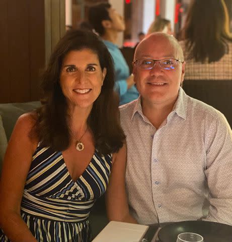 <p>Nikki Haley Instagram</p> Nikki Haley and William Michael Haley celebrating Valentine's Day in 2024.