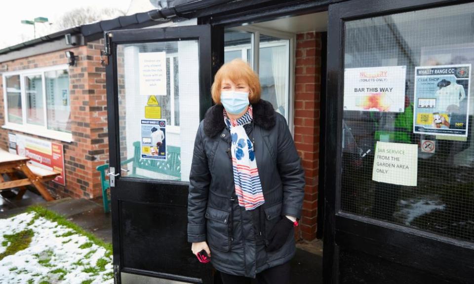 Margaret Dooley leaving the centre after receiving her jab