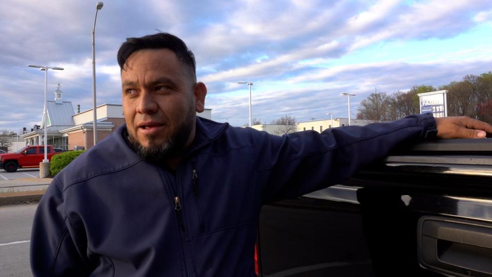 Baltimore construction worker Miguel Velasquez said he would not work on the rebuilding of the bridge (Julia Saqui/ The Independent)