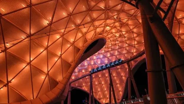 Walt Disney World on Monday shared a first look at the TRON Lightcycle / Run canopy officially powered on.