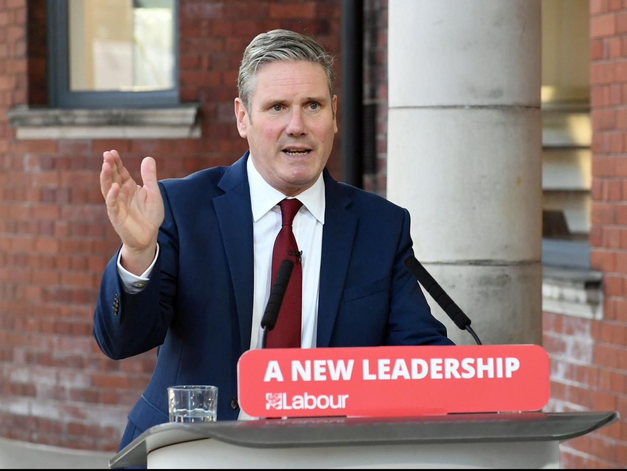 Labour leader Sir Keir Starmer delivers his speech at the party's online conference (REUTERS)