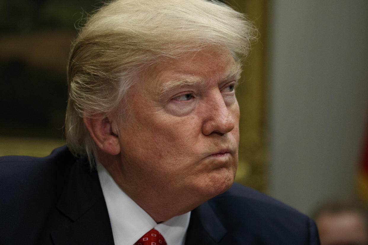 President Trump at a meeting with sheriffs in the White House on Tuesday. (Photo: Evan Vucci/AP)