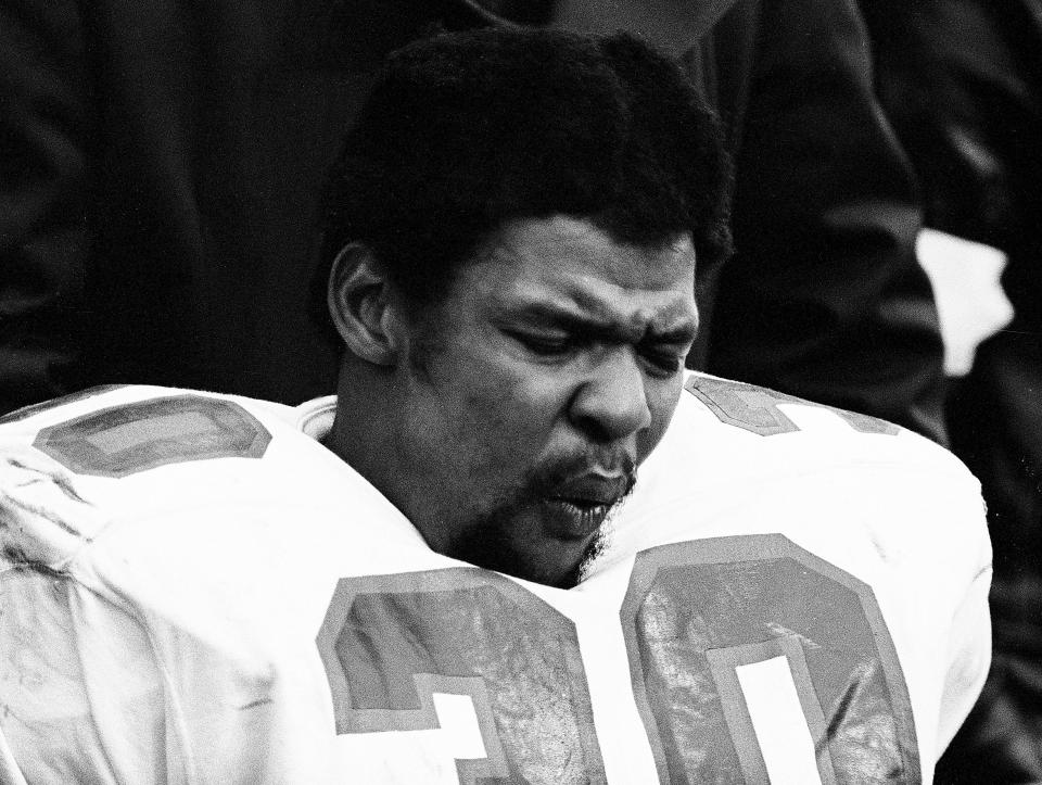 Austin's John Harvey, shown during a 1973 game with the Montreal Alouettes of the Canadian Football League, died May 30 at age 74.