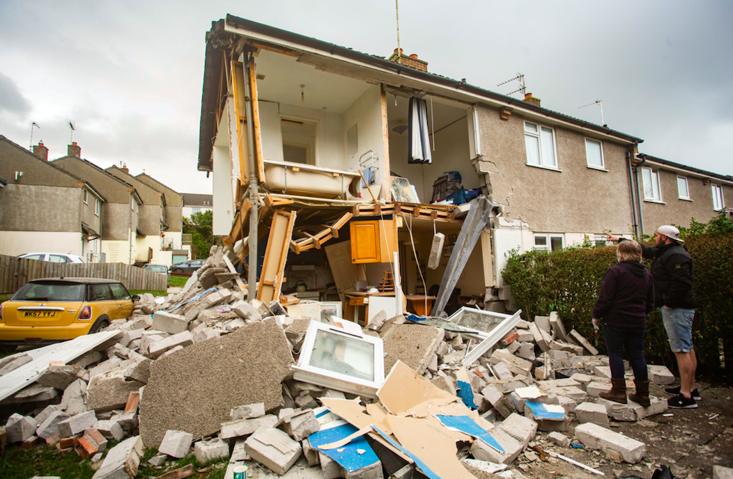 The house in Bude, Cornwall, was left in ruins after a huge gas explosion. (SWNS)