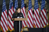 FILE - In this Jan. 17, 2021, file photo Rep. Elise Stefanik, R-N.Y., introduces Vice President Mike Pence and second lady Karen Pence to speak to Army 10th Mountain Division soldiers in Fort Drum, N.Y. Conservatives in and out of Congress are expressing opposition to Stefanik’s rise toward House Republicans' No. 3 leadership job. Stefanik has embraced many of former President Donald Trump's evidence-free claims about 2020 election fraud. She declared this week that states unconstitutionally changed their election laws and said she supports an audit of Arizona votes that conservatives are using to bolster suspicions about the results. (AP Photo/Adrian Kraus, File)