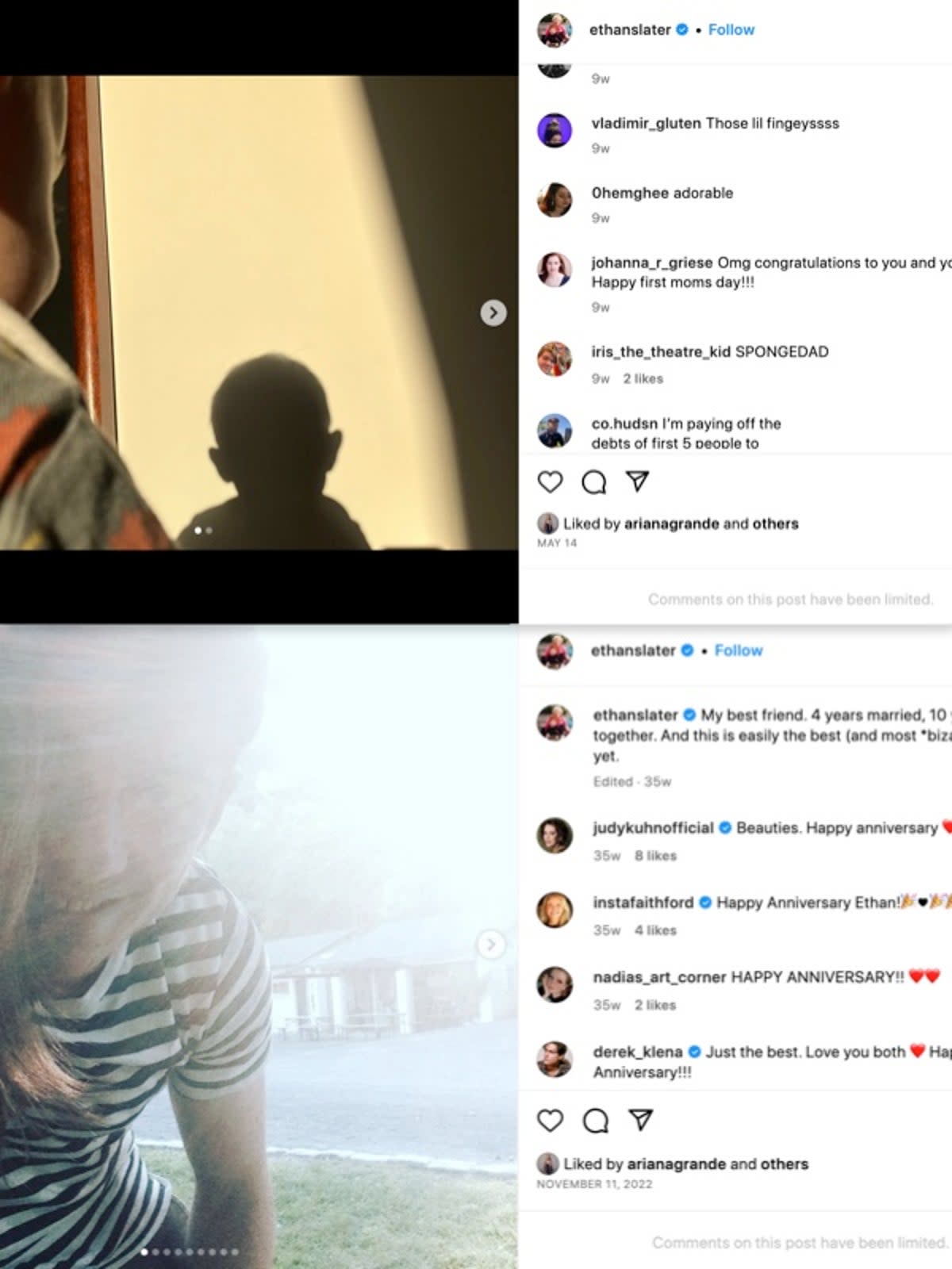 Ariana Grande likes Ethan Slater’s posts (Instagram / Ethan Slater)