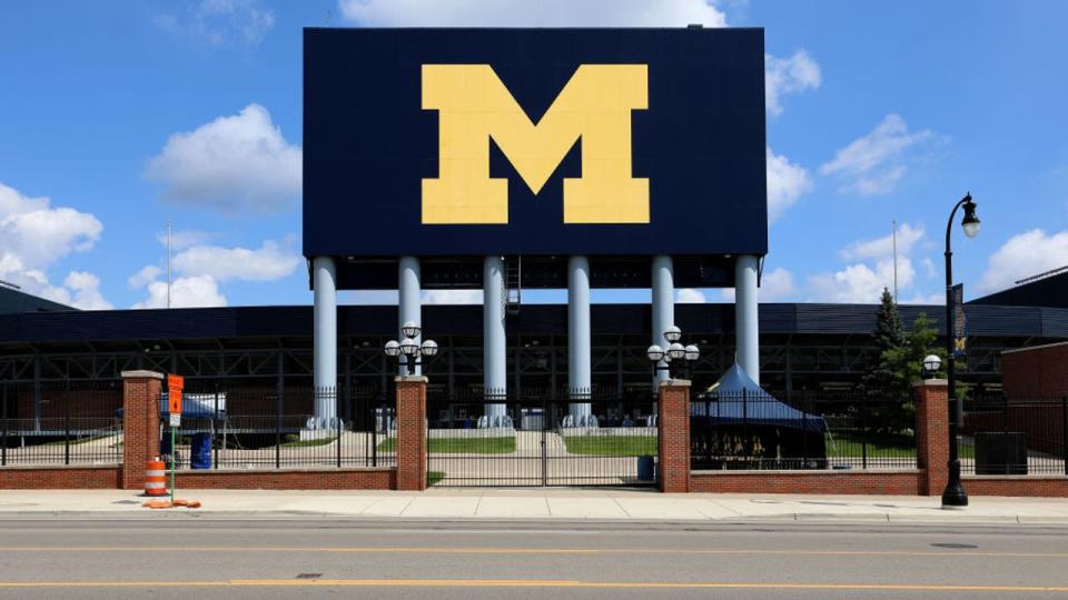 <div>ANN ARBOR, MI - JULY 30: Michigan Stadium, the largest stadium in the United States, and second largest stadium in the world, home of the <a class="link " href="https://sports.yahoo.com/ncaaf/teams/michigan/" data-i13n="sec:content-canvas;subsec:anchor_text;elm:context_link" data-ylk="slk:Michigan Wolverines;sec:content-canvas;subsec:anchor_text;elm:context_link;itc:0">Michigan Wolverines</a> football team and women's lacrosse team in Ann Arbor, <a class="link " href="https://sports.yahoo.com/ncaaf/teams/michigan/" data-i13n="sec:content-canvas;subsec:anchor_text;elm:context_link" data-ylk="slk:Michigan;sec:content-canvas;subsec:anchor_text;elm:context_link;itc:0">Michigan</a> on July 30, 2019. (Photo By Raymond Boyd/Getty Images)</div>