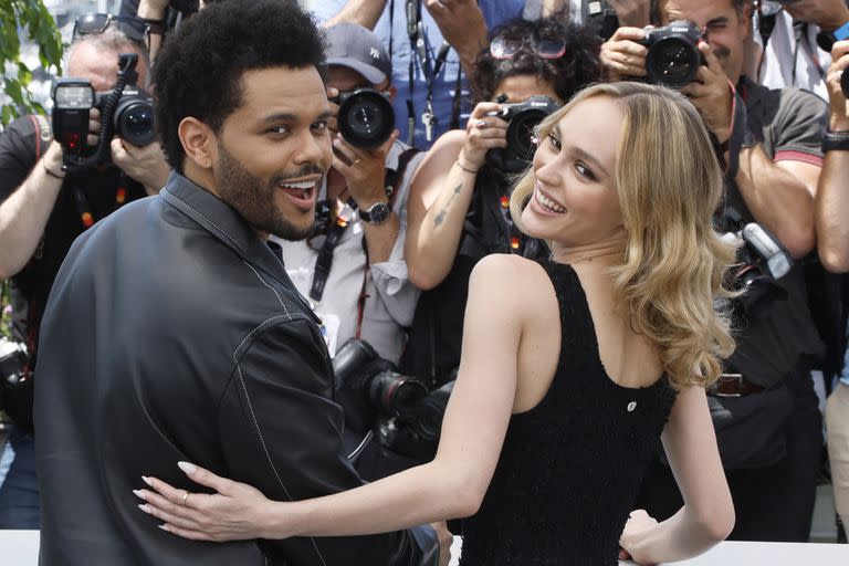 Abel Tesfaye y Lily-Rose Depp en la presentación de la serie, durante el festival de Cannes