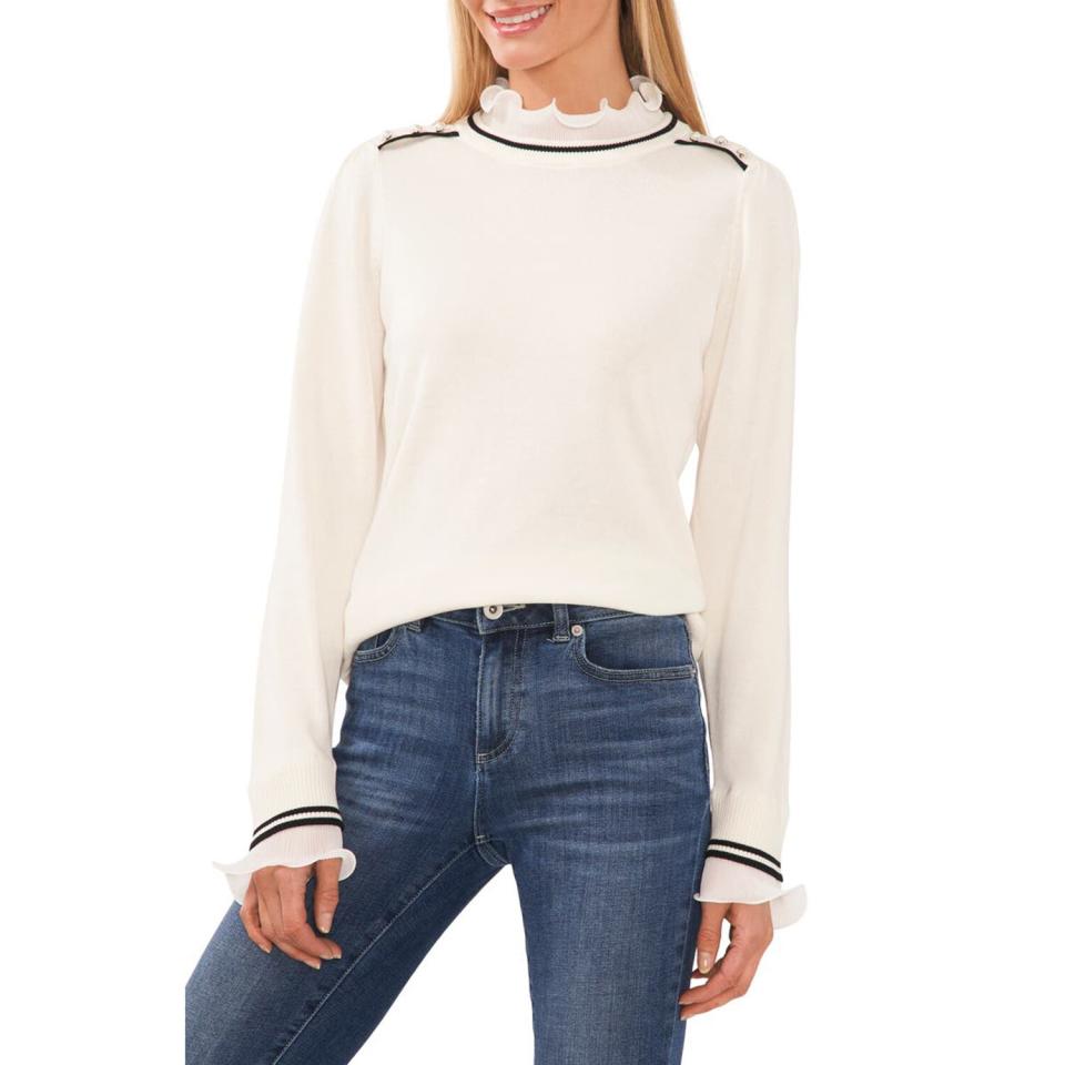 Reese Witherspoon Ruffle Neck Sweater