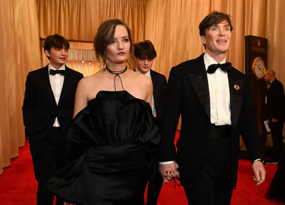 Cillian Murphy with wife Yvonne McGuinness and sons Malachy and Aran<p>VALERIE MACON/AFP via Getty Images</p>