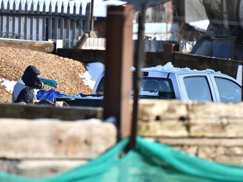 Military personnel removed a vehicle used to pick up Yulia Skripal from Heathrow Airport in Durrington (AFP/Getty)