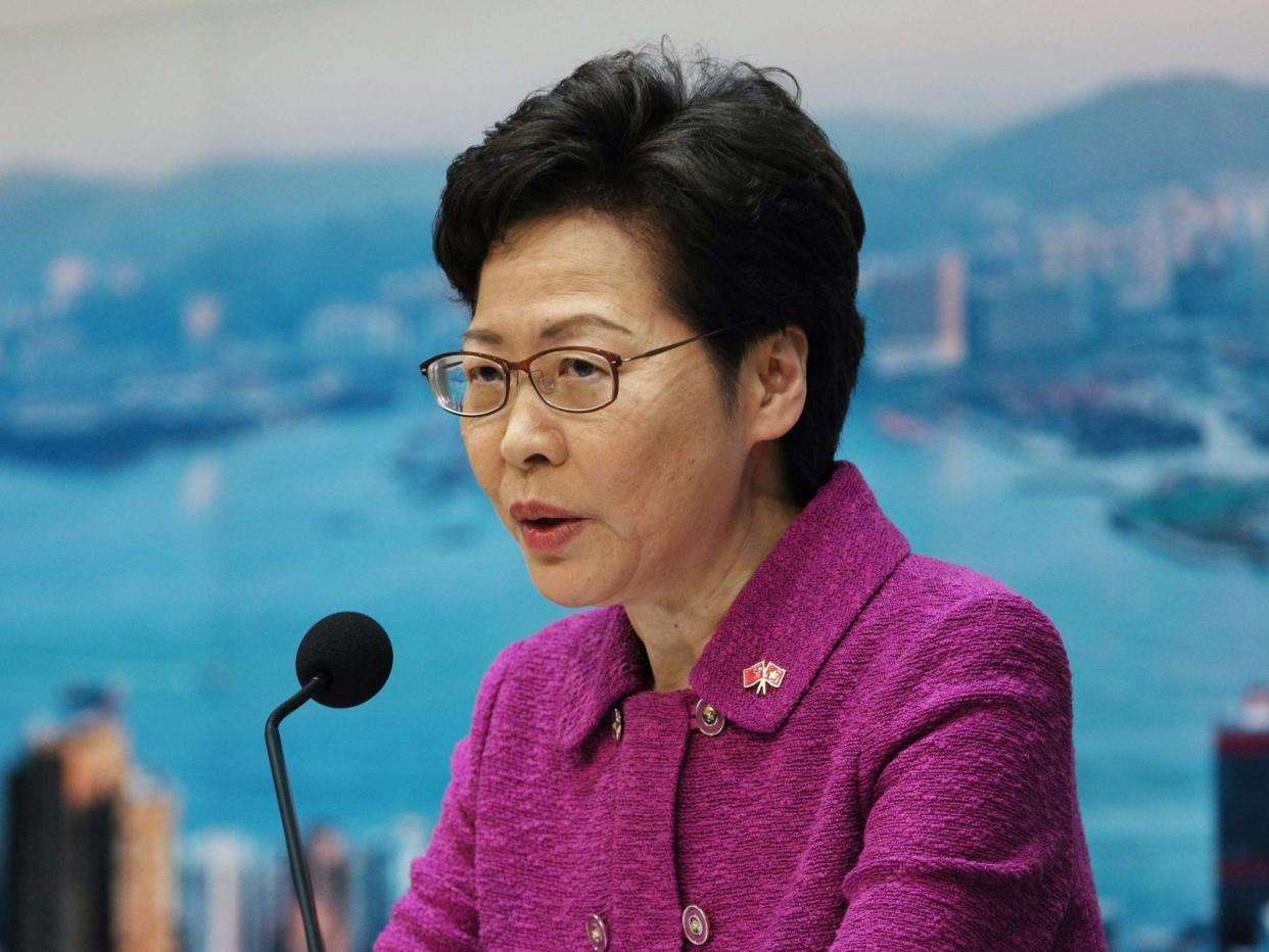 Hong Kong's chief executive Carrie Lam speaking on the new national security law: EPA