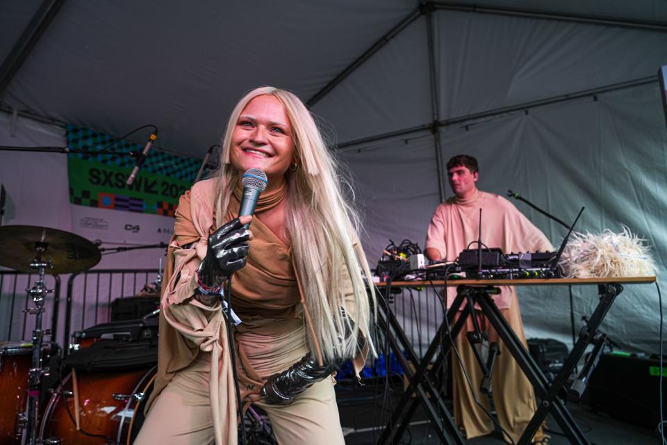 Inéz Schaefer of the band ÄTNA performs at Shangri La during South by Southwest on Friday, March, 15, 2024.
