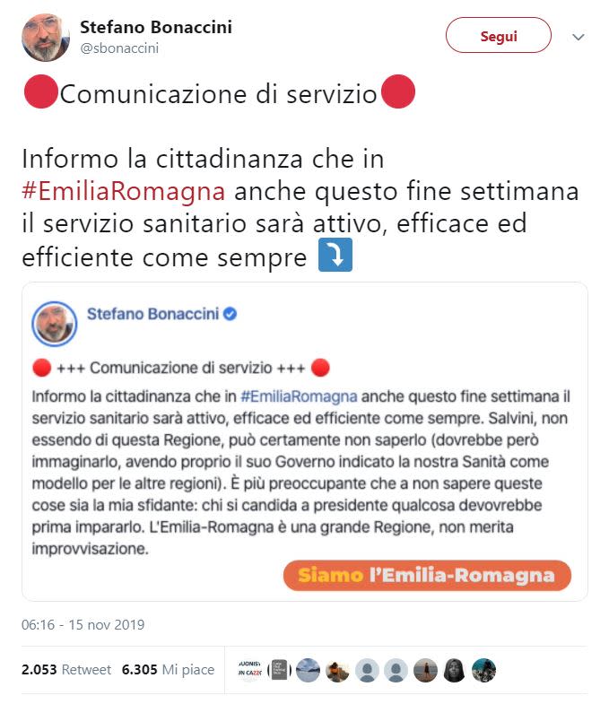 "Tra i primi provvedimenti ci sarà l'attenzione ai più deboli, gli ospedali saranno aperti di notte, di sabato e di domenica, come in Veneto". E' la promessa fatta da Lucia Borgonzoni, la candidata governatrice leghista in Emilia Romagna alle regionali del prossimo 26 gennaio. La frase, ripresa in un tweet dal leader del Carroccio Matteo Salvini, ha scatenato l'ironia del web. Ecco i commenti più divertenti... (foto Twitter)