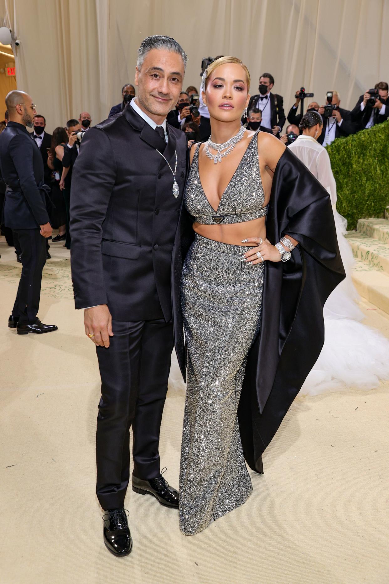 Taika Waititi and Rita Ora attend The 2021 Met Gala Celebrating In America: A Lexicon Of Fashion at Metropolitan Museum of Art on Sept. 13, 2021 in New York.