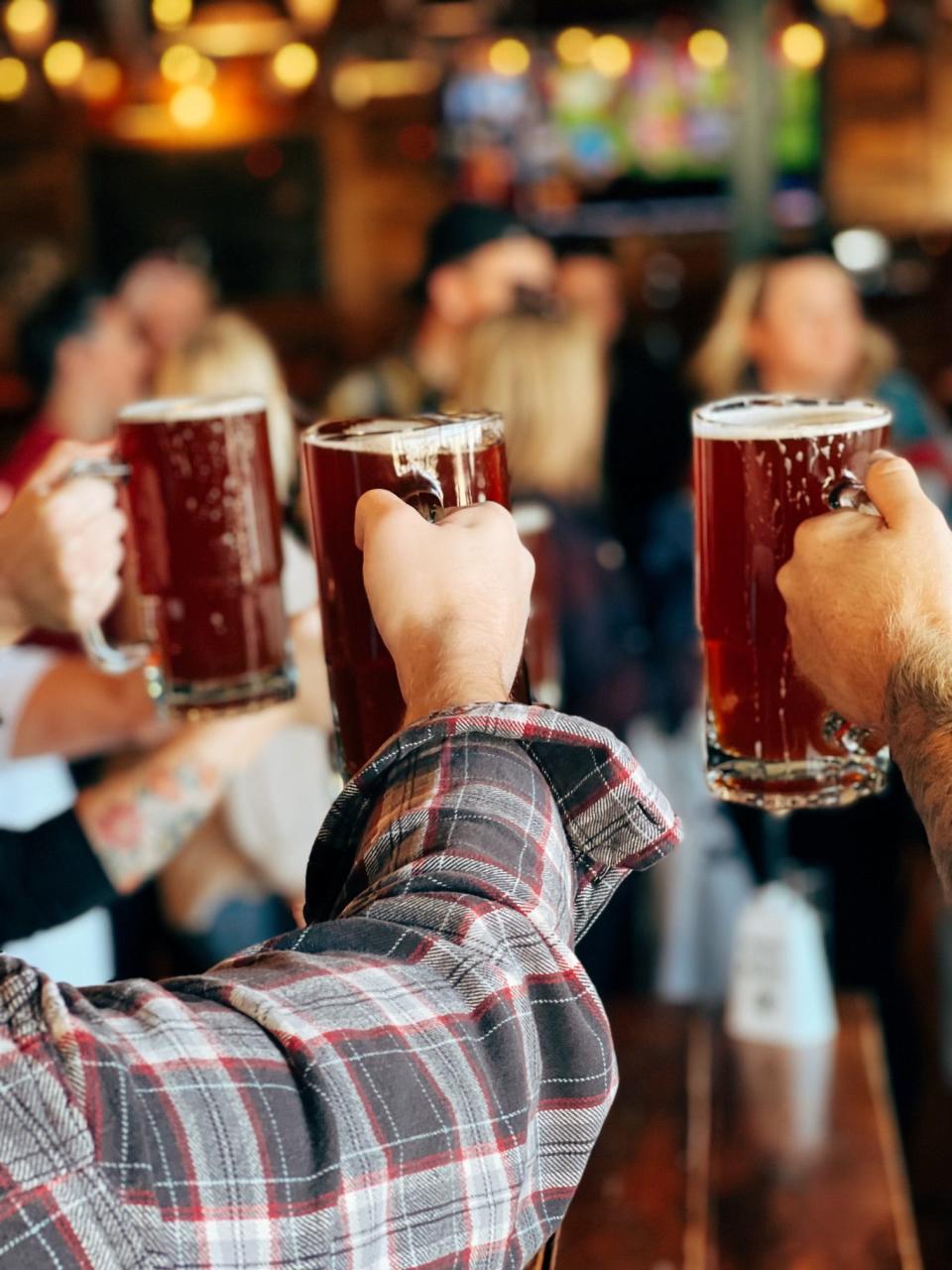 A previous Oktoberfest stein holding competition at Beach Haus Brewery in Belmar.