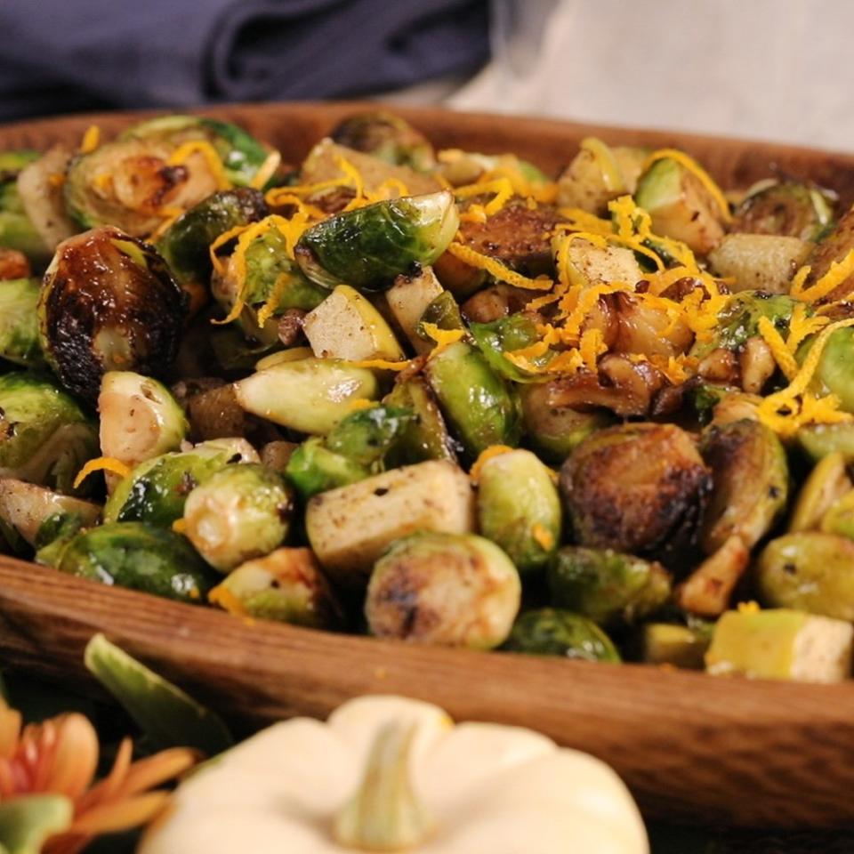 Brussels Sprouts with Pancetta, Walnuts, and Orange