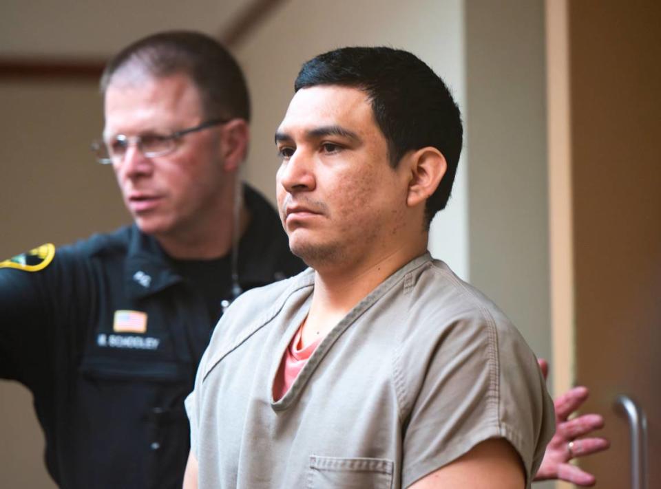 Ricardo Molina, 29, is sentenced on first-degree rape, two counts of second-degree rape, two counts of first-degree kidnapping and second-degree assault for sexually assaulting two women at knifepoint in October 2022, in Pierce County Superior Court, on Friday, July 12, 2024, in Tacoma.