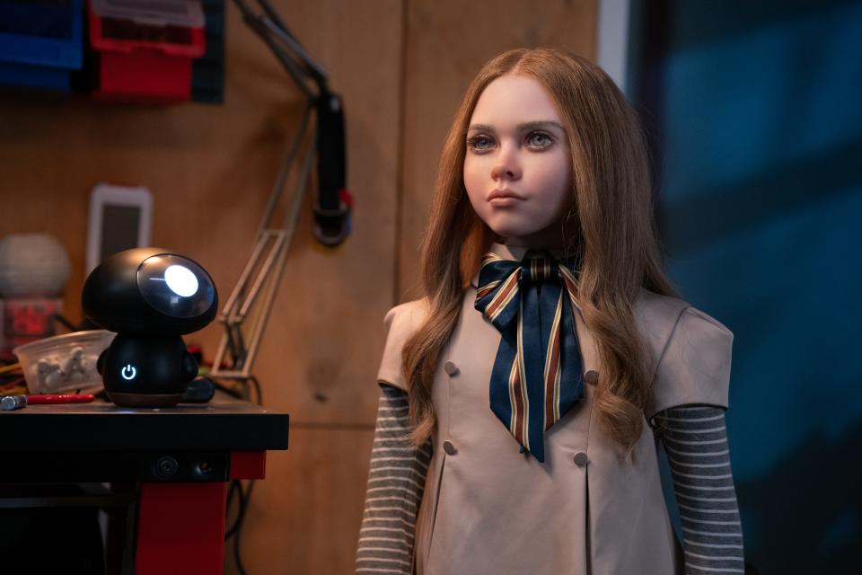 A high-tech lifelike doll is created to bond with a child but things go terrifyingly sideways when the designer pairs the robotic prototype with her 8-year-old niece in the horror film "M3GAN."