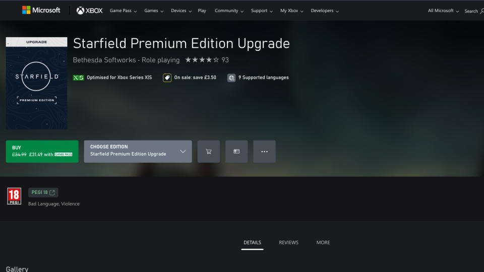 Starfield Premium edition upgrade