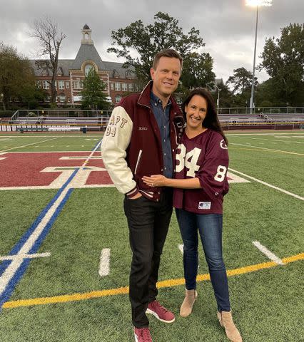 <p>Willie Geist Instagram</p> Willie Geist and Christina Geist at Ridgewood High School in New Jersey.