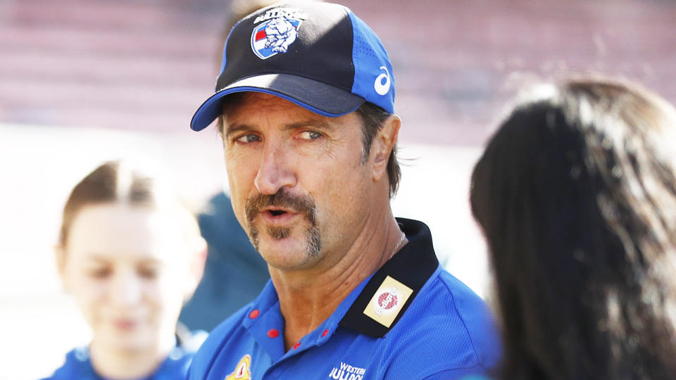 Western Bulldogs coach Luke Beveridge is keen to move on from his confrontation with an AFL journalist last week. (Photo by Darrian Traynor/Getty Images)